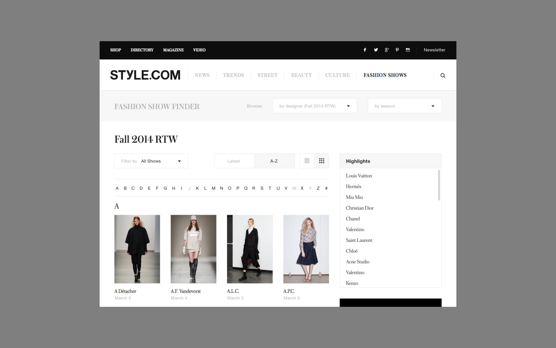 Style.com — AREA 17 — 2014